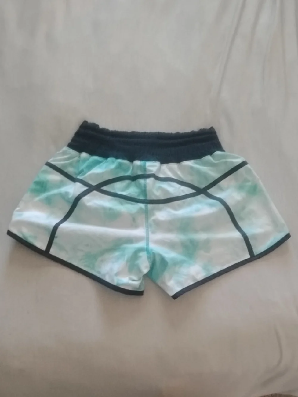 lululemon athletica Mint Tie-Dye Running Shorts with Black Trim